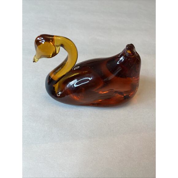 Pilgrim Other - Vintage Pilgrim Hand Blown Glass Amber Swan Bird Colored Art Amber Paper Weight